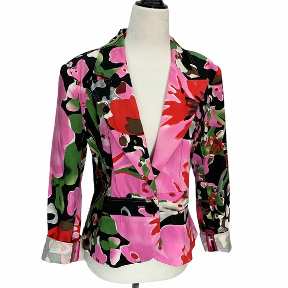 Insight New York Floral Cotton Abstract Blazer 8 - Picture 1 of 12